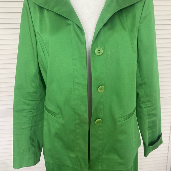 Lafayette 148 2 Piece Outfit Green Jacket and skirt- Sz 8 - Picture 7 of 10